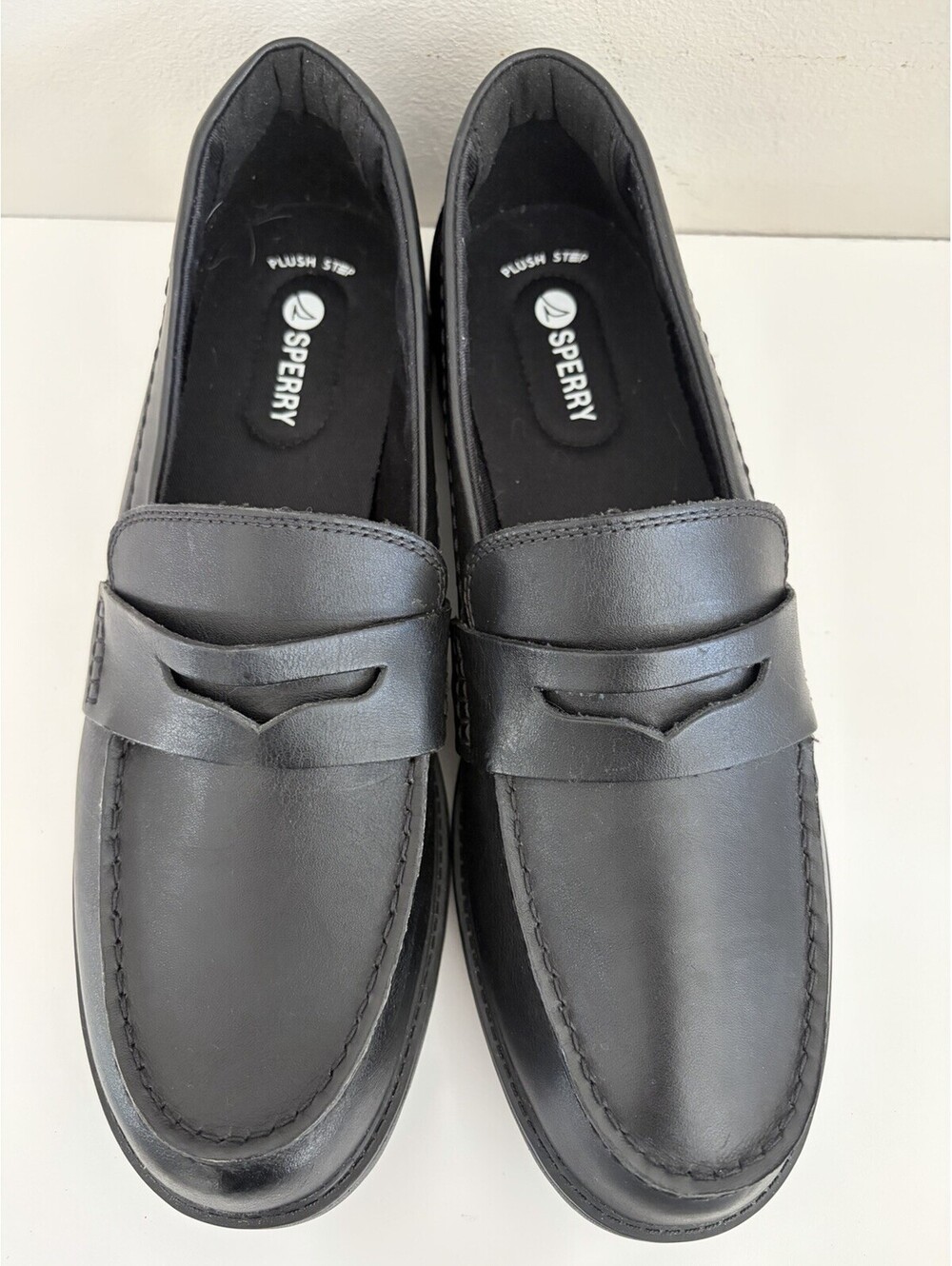 Sperry Wells Penny Loafers Black Leather Women's Size 11 NWOB Comfort PlushStep
